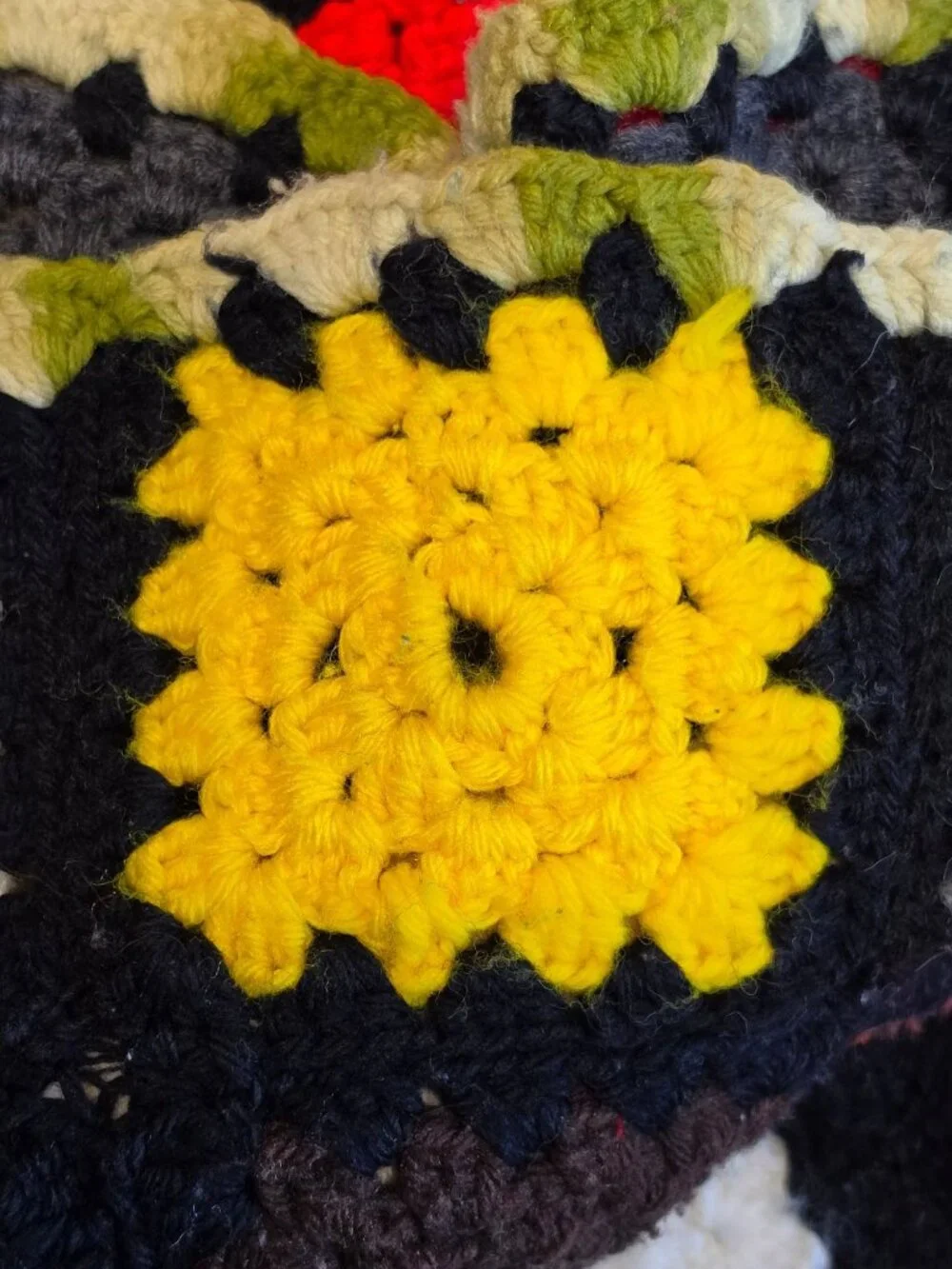 VTG Handmade Crochet Granny Square Afghan Blanket Large Couch Throw Cottagecore
